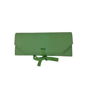 Swarovski Green Handbag Faux Leather Iconic Swan Travel Jewelry Roll Pouch NEW